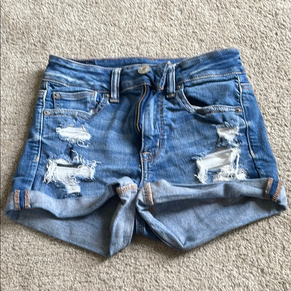 American eagle Blue Distressed Denim Shorts